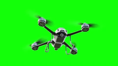 Drone white color flying close-up. Animation Loop On Green Screen. 3D Render. Vídeo Stock 199733711