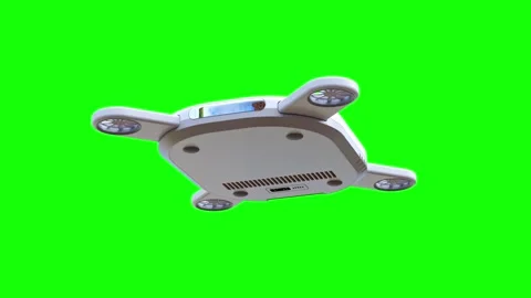 Drone white color flying close-up. Animation On Green Screen. Stock Footage 302886877