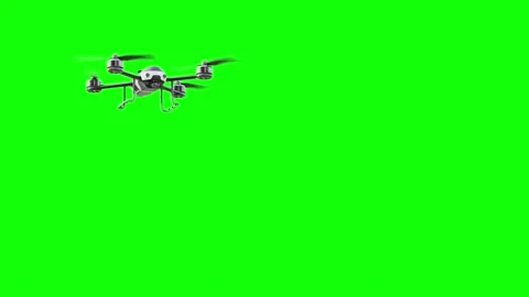 Drone white color flying. Space side for your text and banner design. Animation  Video stock 199733723
