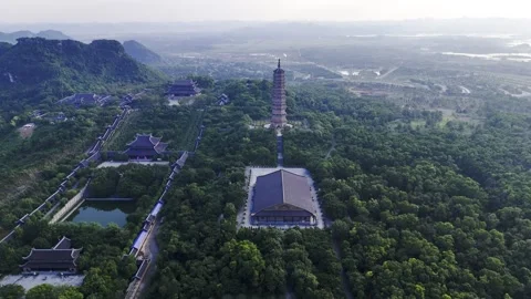 Drone wide view of the entire Bai Dinh Pagoda complex, Vietnam – 4K Stock-Footage 325036196