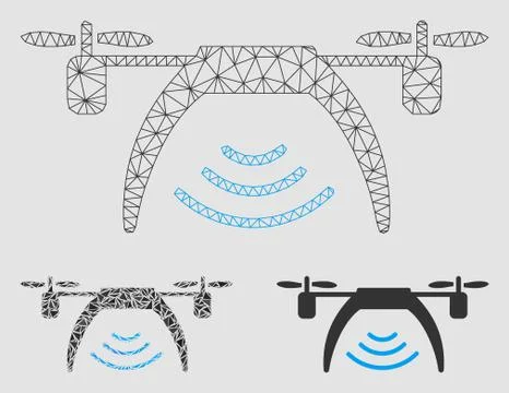 Drone WiFi Repeater Vector Mesh 2D Model and Triangle Mosaic Icon Stock Illustration