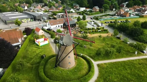 Drone windmill village bar Stock Footage 168990713