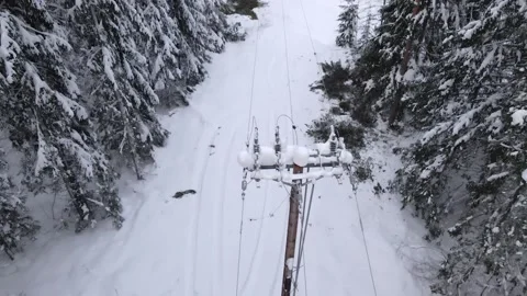 Drone winter forest powerline Stock Footage 272636775