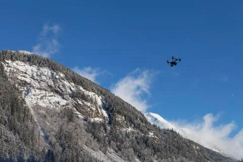 Drone with winter mountains Stock Photos