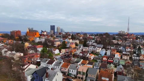 Drone Winter Neighborhood Stock Footage 255316976