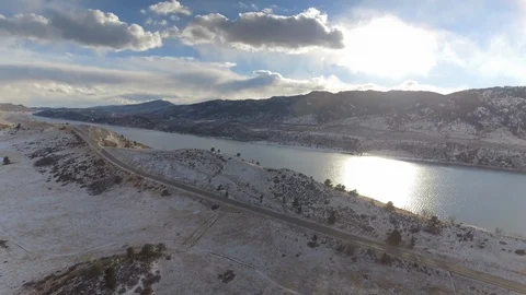 Drone Winter Road 01 Stock Footage