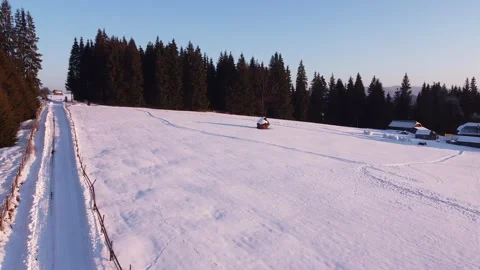 Drone Winter's Tranquil Trail Stock Footage 224775319