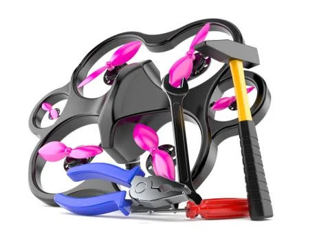 Drone with work tools Stock Illustration