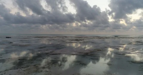 Drone Zanzibar dramatic sky low tide 02 Video stock 113038565