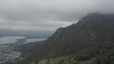 DRONE003RAW S-LOG Dronie with mountain view Stock Footage 145830286