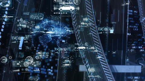 Drone622Transportation and technology concept. ITS (Intelligent Transport System Stock Footage 125017367