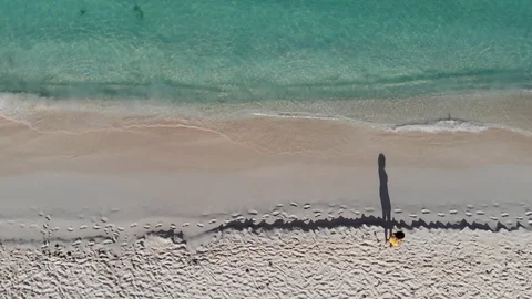Droneflight over Eagle Beach, beach scenery of Aruba in Netherlands Antilles Stock Footage 130075584