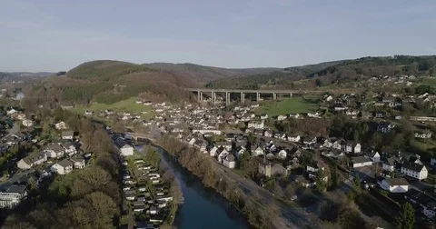 Droneflight over the River Agger Video stock 76714317