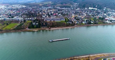 Droneflight over the River Rhine Video stock 76713293