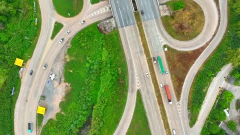 A drone's aerial view captures a dogbone interchange. Stock Footage 249728805