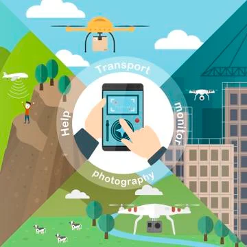 Drones applications concept Stock Illustration