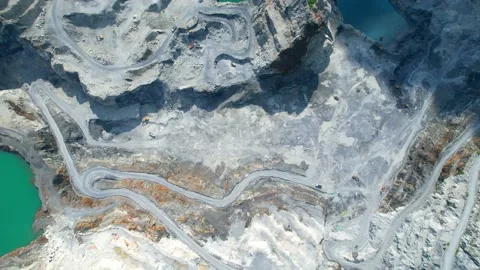 Drones are flying over beautiful quarry. stone industry Stock Footage 210783584