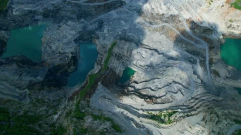 Drones are flying over beautiful quarry. stone industry Stock Footage 210783768