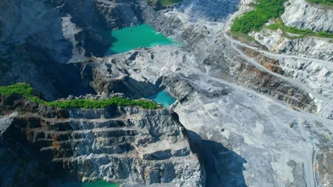 Drones are flying over beautiful quarry. stone industry Stock Footage 210785031