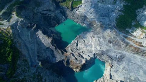 Drones are flying over beautiful quarry. stone industry Stock Footage 210786068
