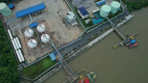 Drones are flying over gas plants. energy industry Stock Footage 210775402