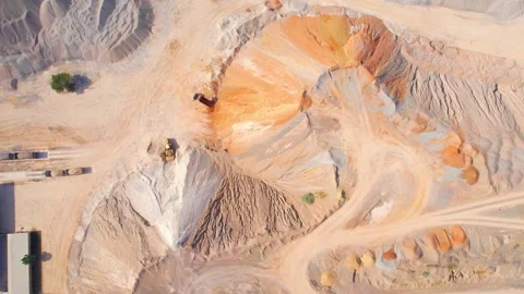 Drones are flying over quarry Stock Footage 225388943