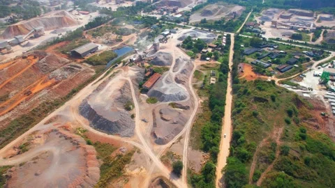 Drones are flying over quarry Video stock 225390181