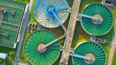 Drones are flying over water treatment plants Video stock 225391907