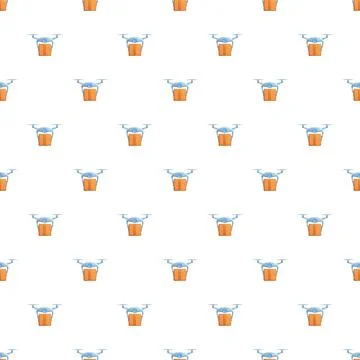 Drones carrying shipping parcels in a seamless tile pattern Stock Illustration
