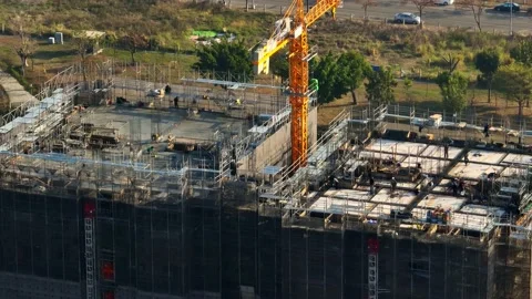 Drones: Construction Sites and Workers Stock Footage 233757426