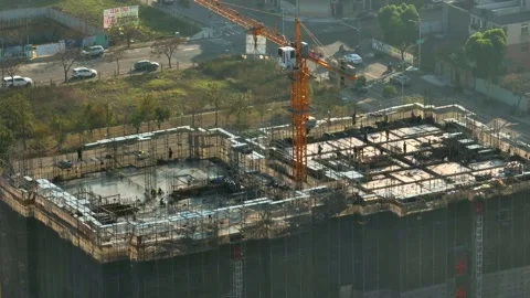 Drones: Construction Sites and Workers Stock Footage 233757473