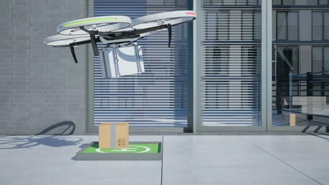 Drones deliver the parcels to residence. 動画素材 94388768