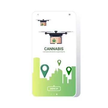 Drones delivering cannabis parcel boxes marijuana legalization sky transporta 스톡 일러스트