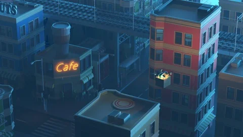 Drones delivering packages in the city. Stock Footage 91269424