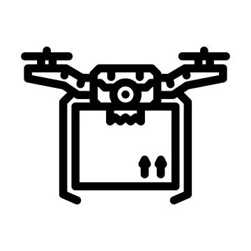 Drones for delivery industry 4 line icon vector illustration Illustrazione stock