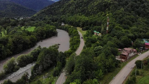 Drone's eye to the mountain village. Stock Footage 118161852