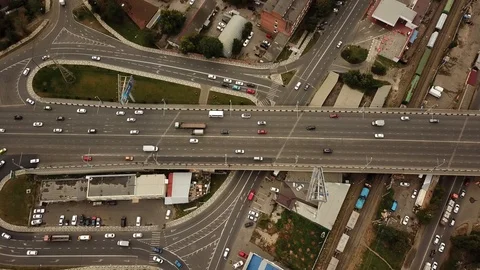 Drones Eye View - abstract road traffic jam top view, transportation concept 6 Stock Footage 116371676