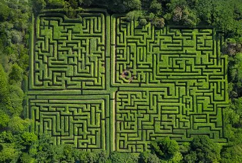 Drones eye view of a maze - Labyrinth Stock Photos