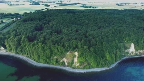 Drone's Eye View Over The Island of Moen in Denmark Stock Footage 244857924