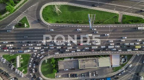 Drones Eye View - traffic jam top view, transportation concept Stock Photos