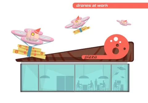 Drones Flat Set 스톡 일러스트