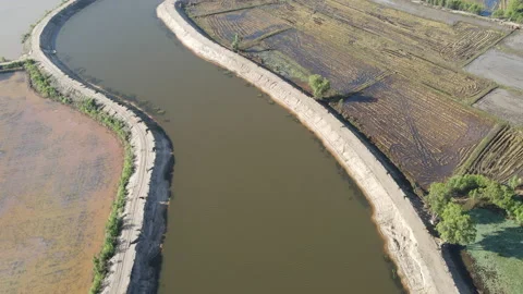Drones fly over the canal. Stock Footage 152801020