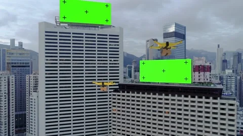 Drones Flying over City, Delivering Postal Package. Futuristic delivery concept Stock Footage 149456619