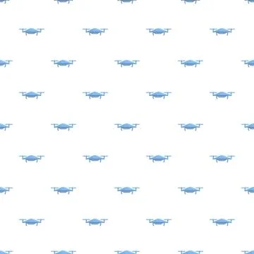 Drones flying seamless pattern white background Stock Illustration