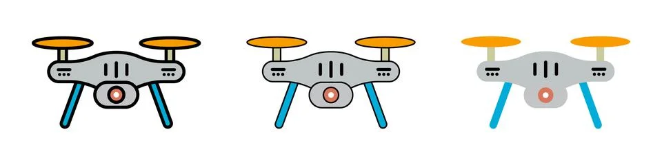 Drones icon set with different styles. Vector. Stock Illustration