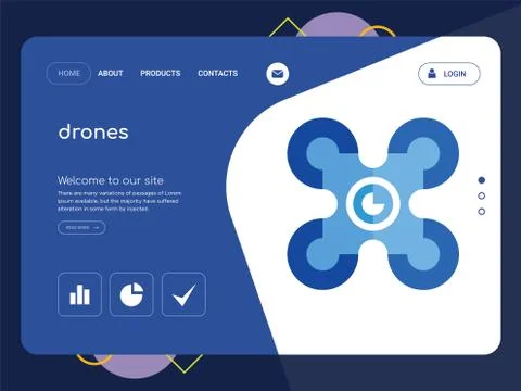Drones Landing page website template design Gratis stockillustratie