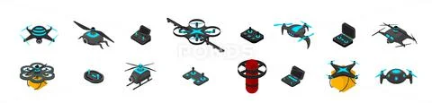Drones. Modern flying unmanned electronic devices. UAV for panoramic ...