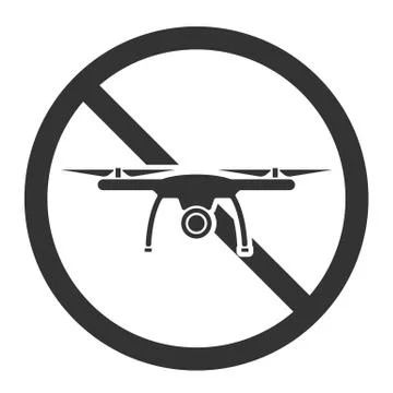 Drones not allowed, drone prohibition sign or icon Illustrazione stock