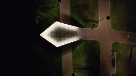 Drone's Perspective of Park Viewpoint at Night Stock Footage 272660419
