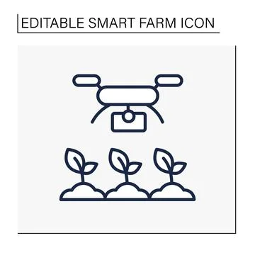 Drones photography line icon Stock Illustration